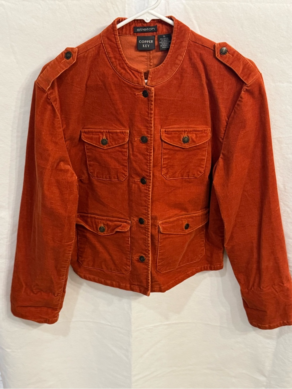 Copper Key Women's Rust Orange Corduroy Utility Jacket